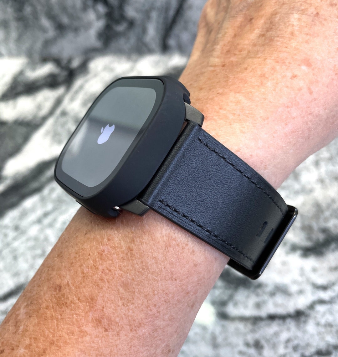 Apple Watch Band Wide Black Top Grain Apple Leather Watch
