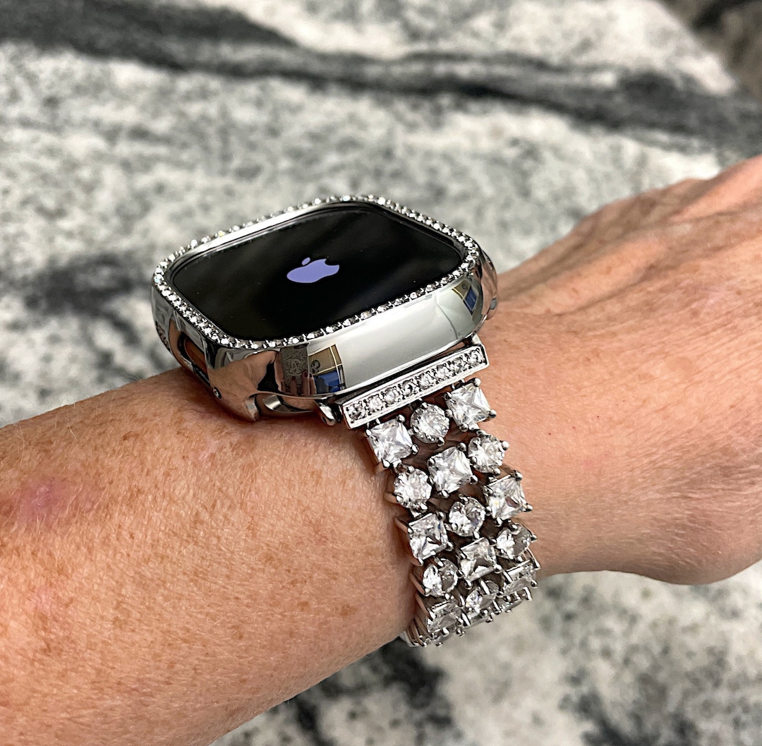 49mm Ultra Apple Watch Band With Cz and or Silver Pc Crystal