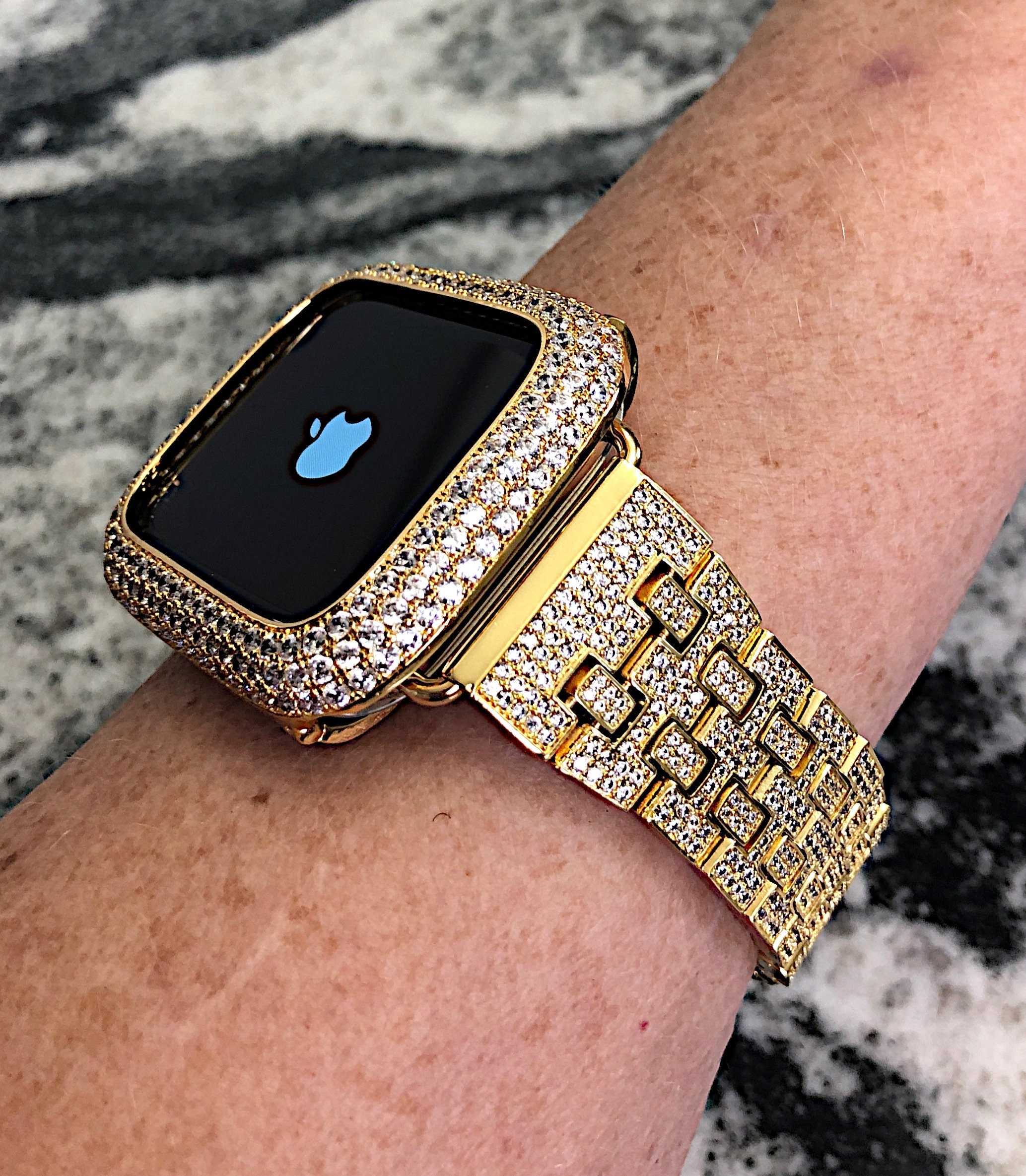 High End Yellow Gold Lab Diamond Apple Watch Band and or Lab - Etsy