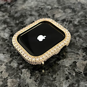 Apple Watch Case Yellow Gold Bezel Only Lab Diamond Apple Watch Bezel Apple Watch cover Apple watch Bling Apple Watch protector Case image 3