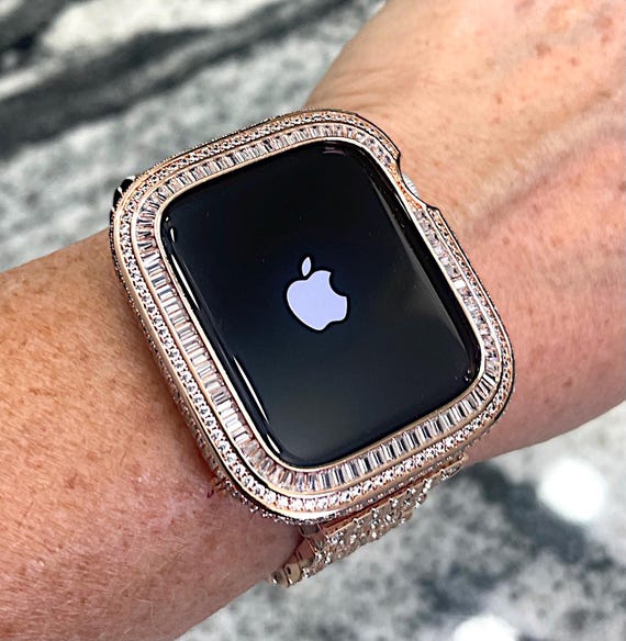 Series 4-8 Rose Gold Bling Baguette Bezel Lab Diamond Apple  display picture 3