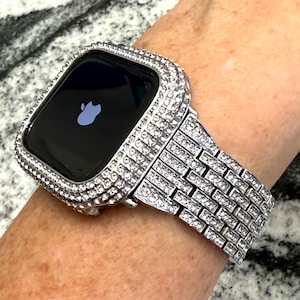 46,42mm 40mm-45mm Apple Watch Band and or 14k white gold gp Pc made with Swarovski elements crystal Apple Watch case Apple Watch cases