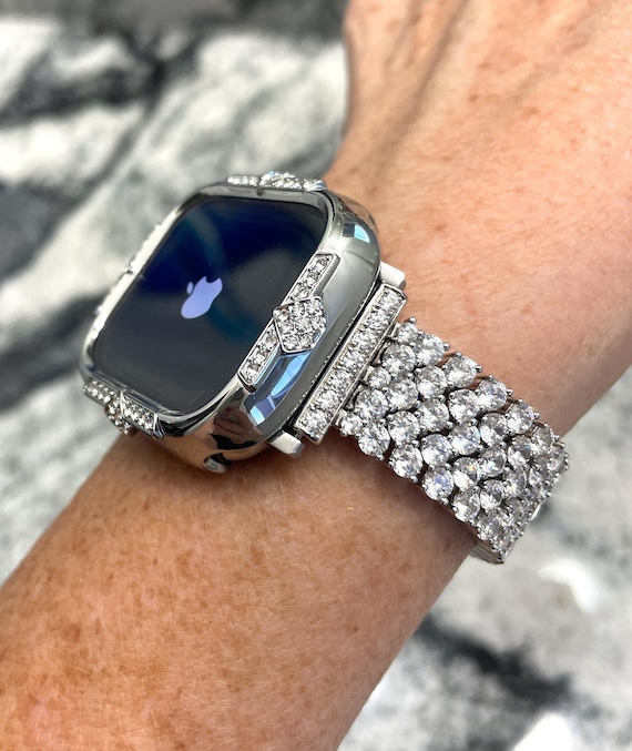 最新のハイエンドラボダイヤモンド14KホワイトゴールドGP Apple Watch