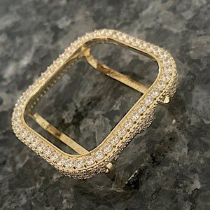 Apple Watch Case Yellow Gold Bezel Only Lab Diamond Apple Watch Bezel Apple Watch cover Apple watch Bling Apple Watch protector Case image 9