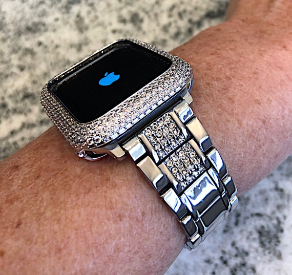 Luxury White Gold Apple Watch Band and or Lab Diamond Bezel   Etsy