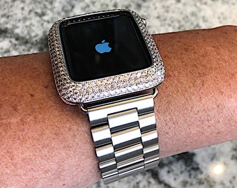 Apple Watch Band and or white gold Lab Diamond Apple Watch case band Stainless Steel case cover Bumpers Apple Watch bands Apple Watch strap