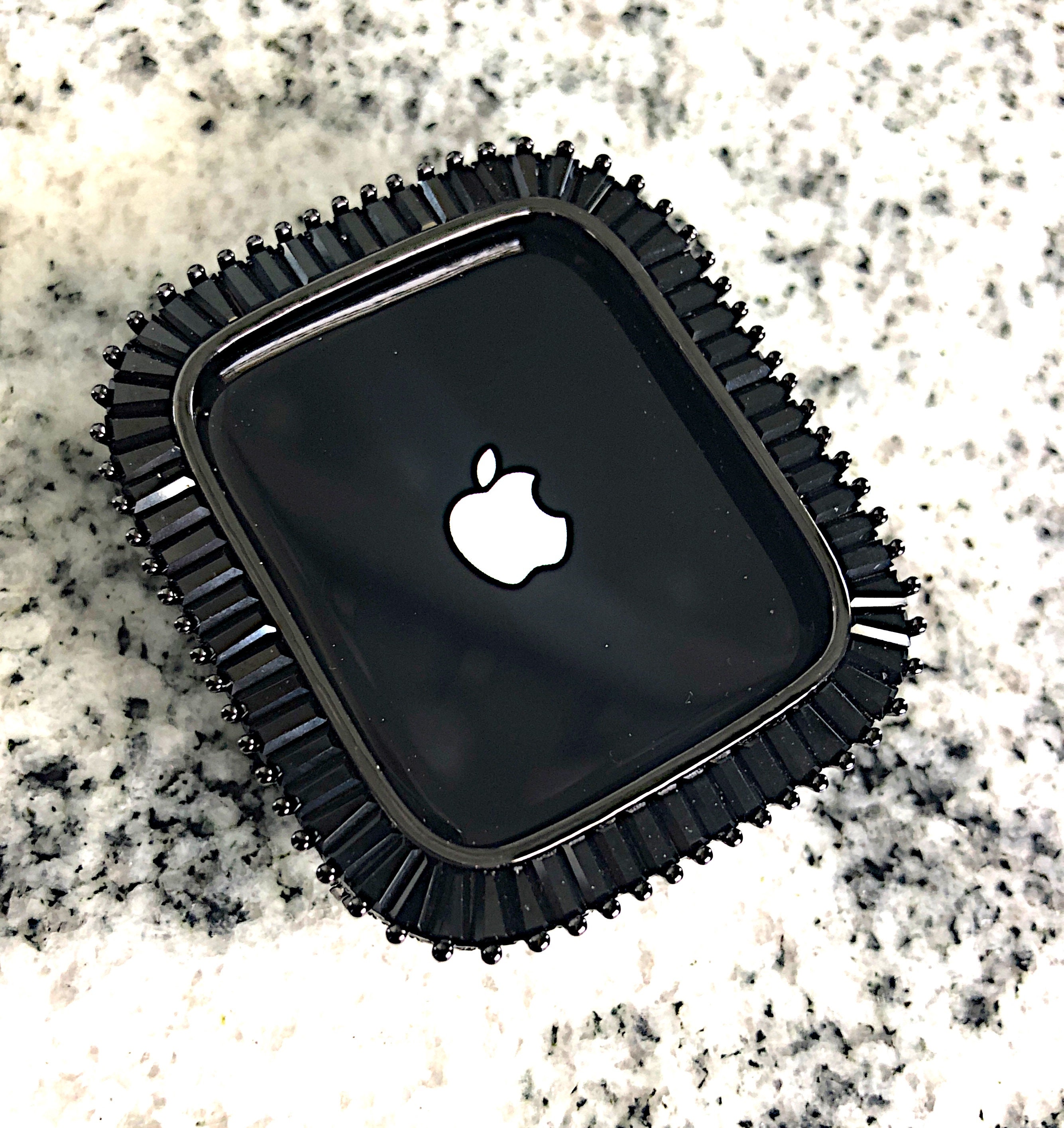Black Lab Diamond Baguette Apple Watch Case Cover Metal  display picture 1