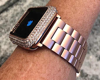 Rose Gold Apple Watch Band and or Lab Diamond Apple Watch Case