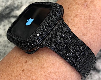 Correa de cristal para Apple Watch en oro negro de 14 quilates y/o