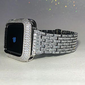 White gold Apple Watch Band and or Lab Diamond Apple Watch case Bezel Iwatch band bling bumper Apple Watch bands Apple Watch cases iPhone