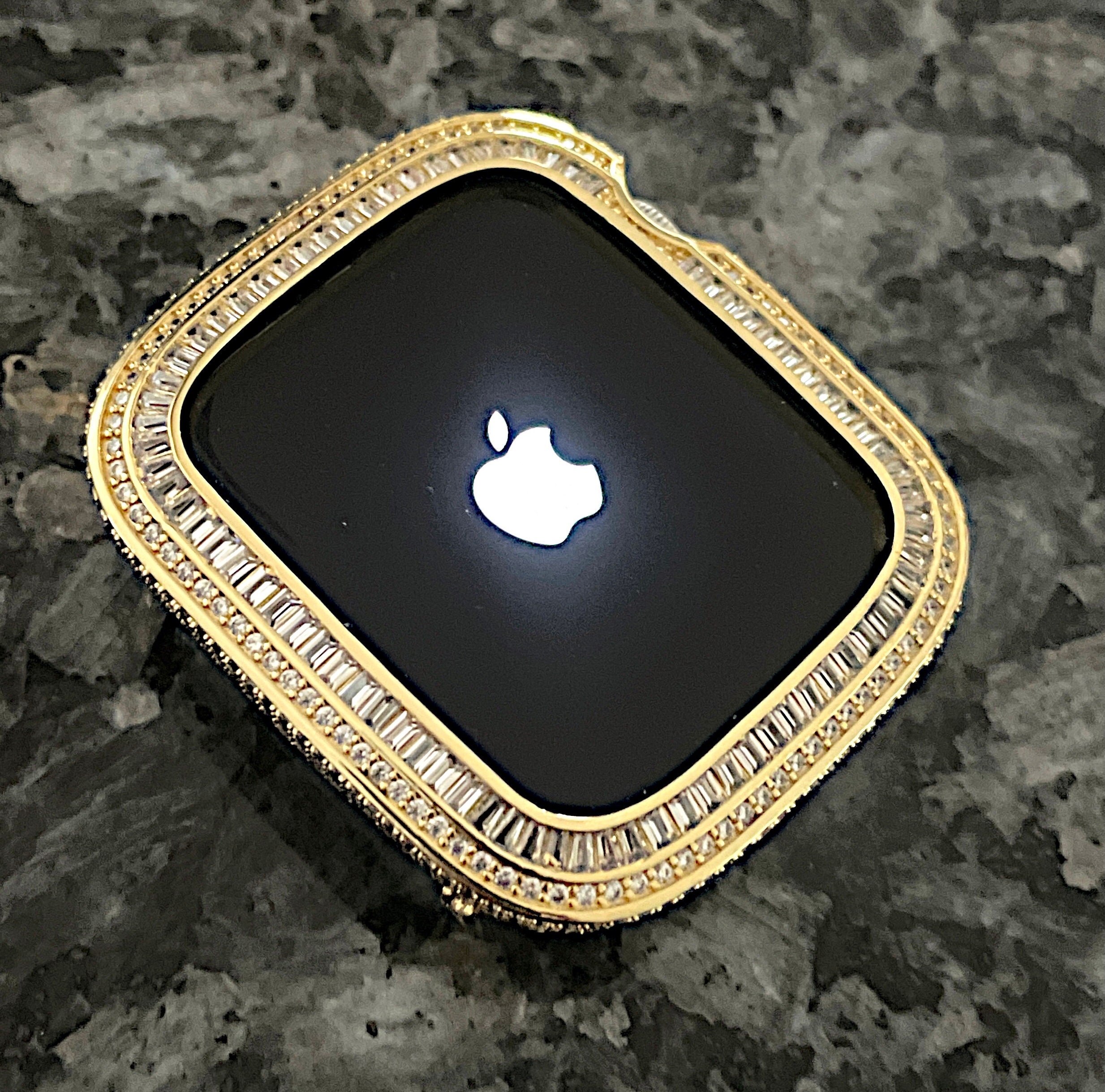 Gorgeous Baguette Apple Watch Bands in 14k Yellow Gold GP  display picture 3
