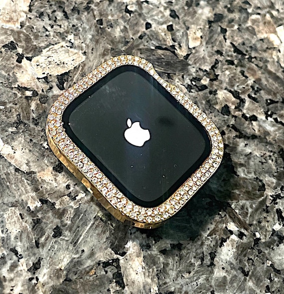 14k Yellow Gold Gp Bling Apple Watch Case 2 Row Crystal  display picture 2
