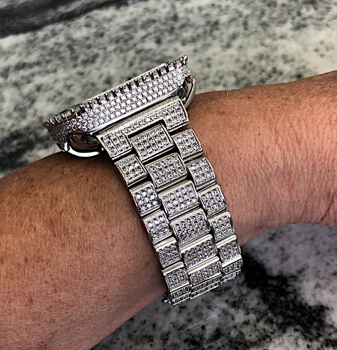White Gold Rolex style Lab Diamond Apple Watch Band and or Lab | Etsy