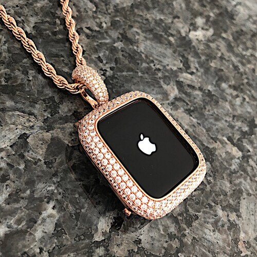 Apple Watch Goldtone Rhinestone necklace Clip Pendant Bezel Case Protector Diamonds Crystal-encrusted  main image 4