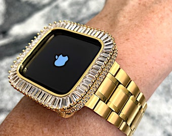 イエローゴールドステンレスApple Watchバンドまたはラボダイヤモンド