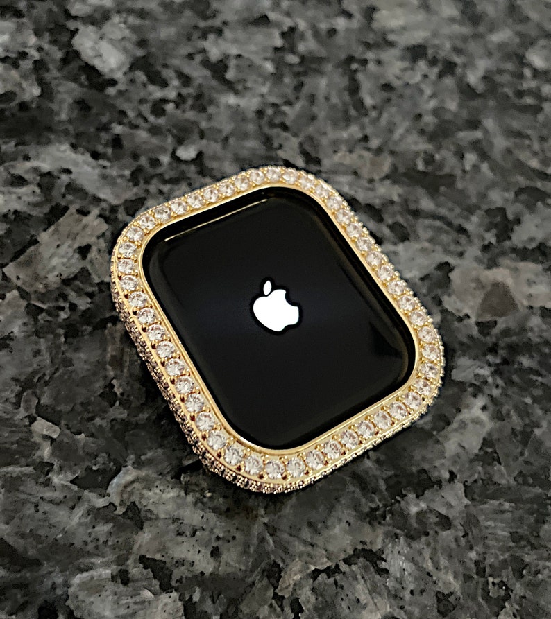 Apple Watch Case Yellow Gold Bezel Only Lab Diamond Apple Watch Bezel Apple Watch cover Apple watch Bling Apple Watch protector Case image 5