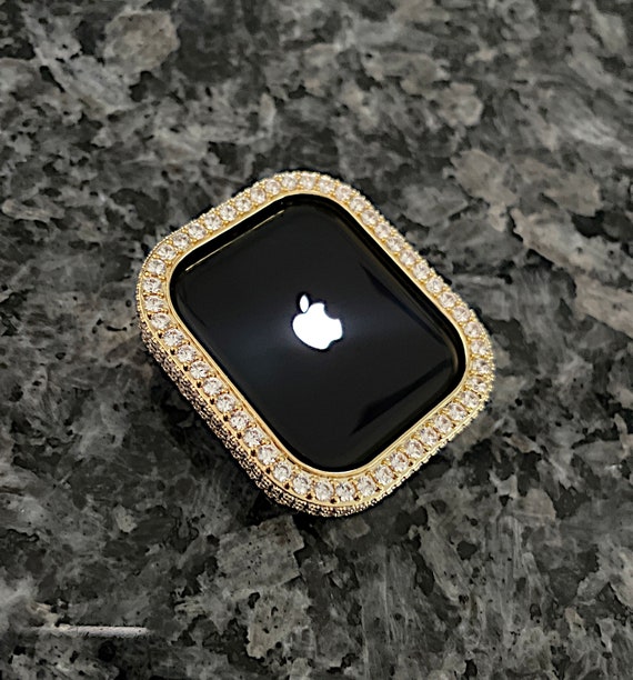 Mens Sleek Apple Watch Band in Yellow Gold Stainless Metal and or