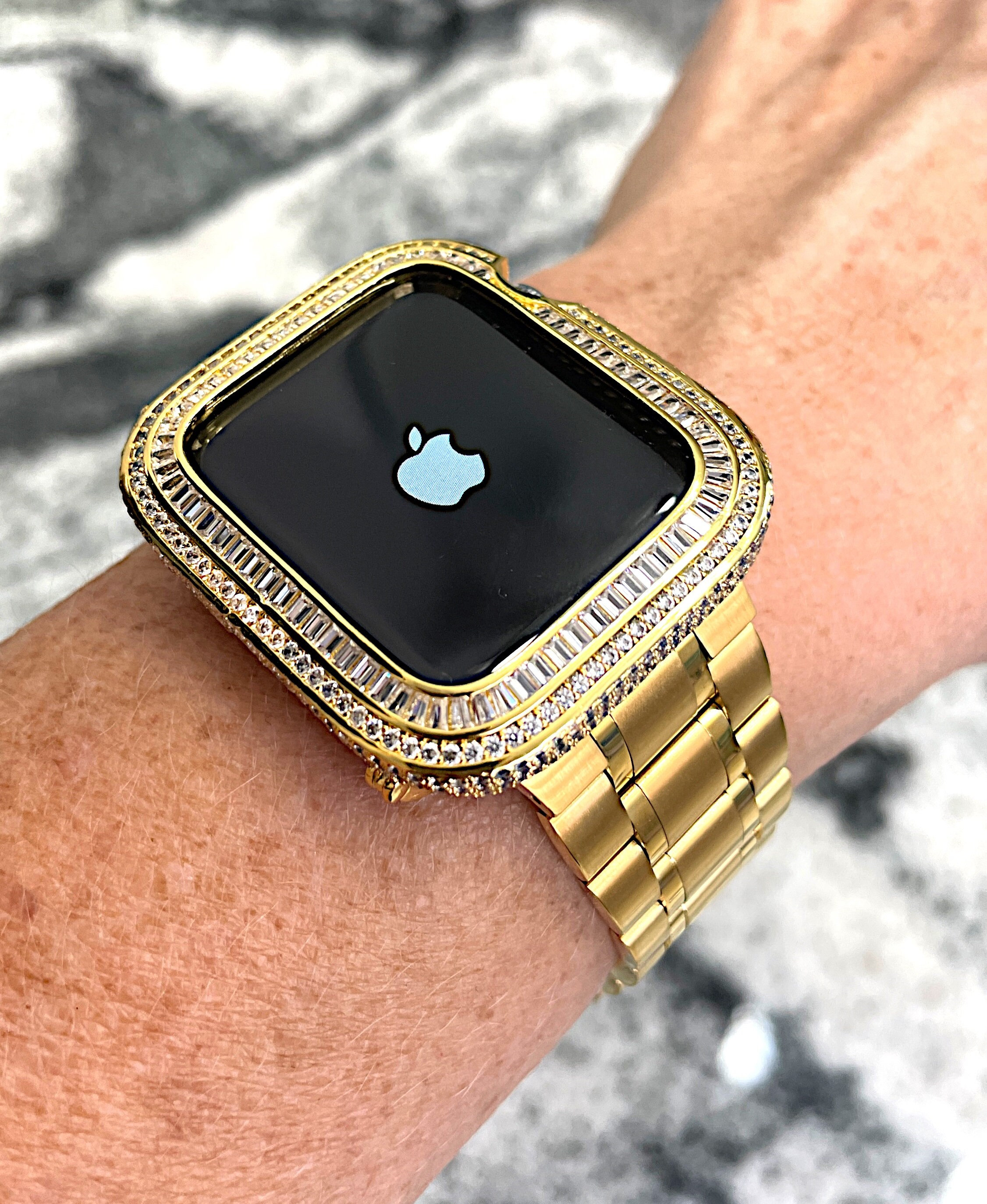 イエローゴールドステンレスApple Watchバンドまたはラボダイヤモンド