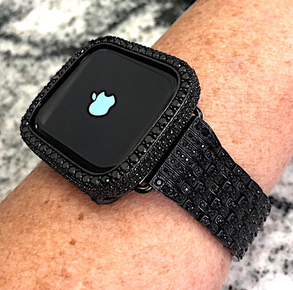 洗練されたブラックオンブラック14K GP Apple Watchクリスタル 洗練されたブラックオンブラック14K GP Apple Watchクリスタル