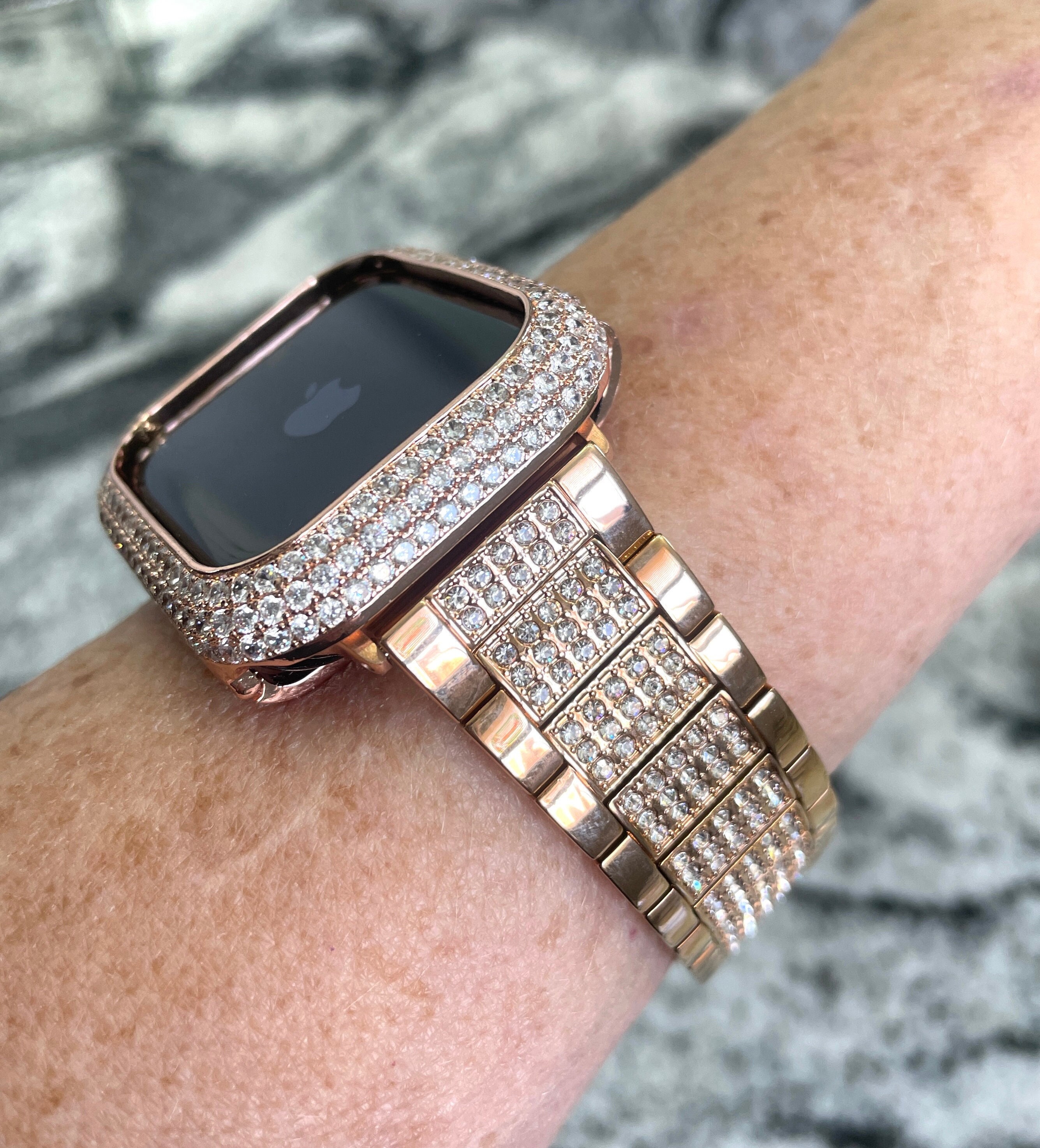 Rose Gold Diamond Apple Watch Crystal Band and or Bezel W/lab Etsy