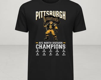 Camiseta de los Pittsburgh Football campeones de la División Norte de la AFC 2025, camiseta de fútbol americano de Pittsburgh, camiseta de campeones del norte, regalo para el aficionado
