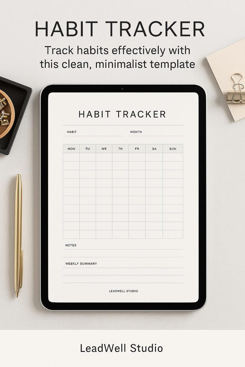 Minimalist Habit Tracker PDF | Printable & Digital Circle Checklist ...