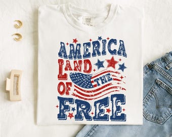 América, tierra de los PNG gratis, diseño patriótico de sublimación, gráfico de camiseta del 4 de julio, clipart imprimible de la bandera de EE. UU., arte del Día de la Independencia