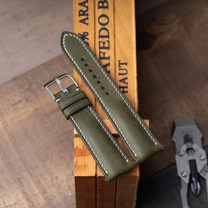 Pueblo Oliva Leather Watch Strap – Handmade, Multiple Sizes 24mm-16mm, Replacement for Men & Women