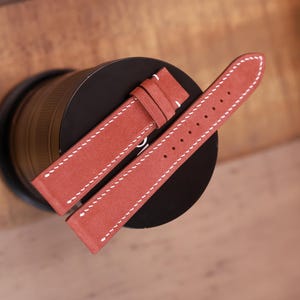 Nubuck smooth Reddish Brown slim watch strap 24mm,22mm,21mm,20mm,19mm,18mm,16mm-NUBUCK TRON-Reddish Brown