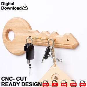 Soporte para llaves de madera con forma de llave (archivo DXF/SVG): plantilla para corte láser CNC.