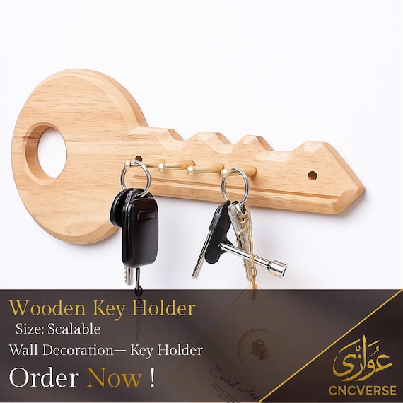 Key Shaped Wooden Key Holder DXF SVG File: CNC Laser Cut Template