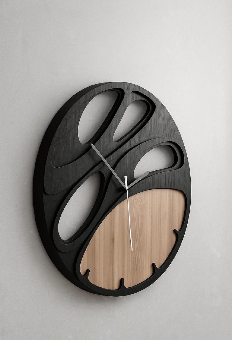 Geometric Modern Wall Clock CNC Design File - Wooden & MDF Digital ...