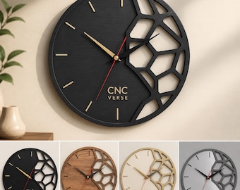 Geometric Wall Clock CNC File | Modern Minimalist Laser Cut SVG DXF (Digital Download)