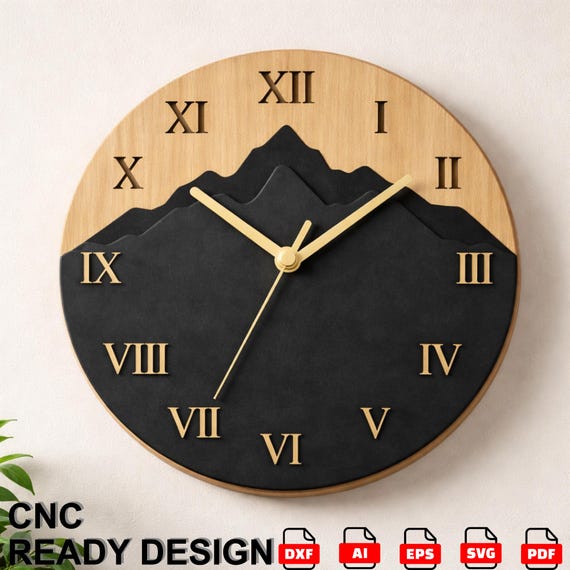 Modern Wooden Mountain Wall Clock Scandinavian Home Decor
