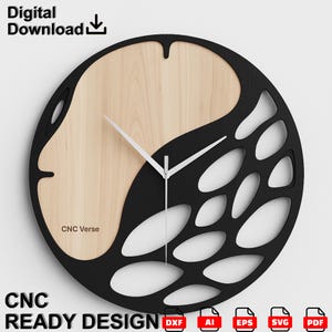 Abstract Wall Clock CNC File – Modern Art Template (Digital Download)