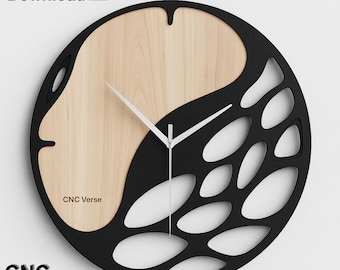 Abstract Wall Clock CNC File – Modern Art Template (Digital Download)