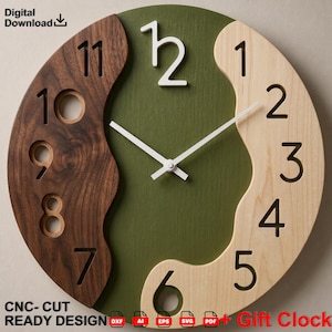 Orologio da parete moderno e minimalista, file CNC / Orologio tagliato al laser SVG DXF / Decorazione per regali aziendali