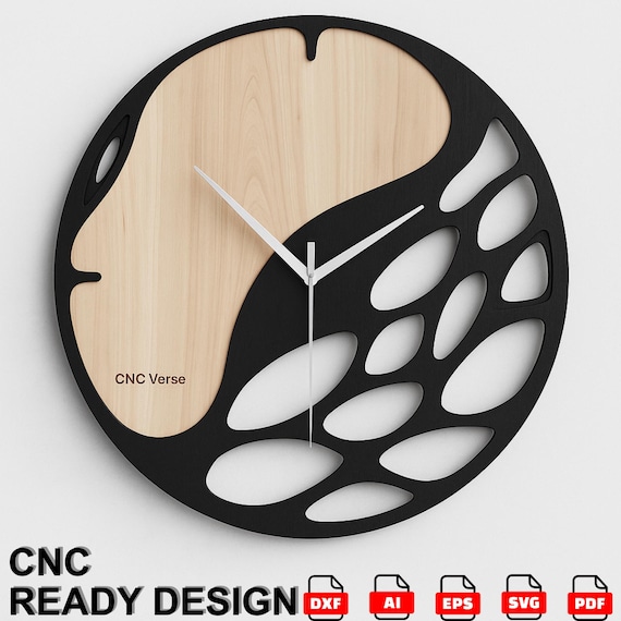 Abstract Wall Clock CNC File – Modern Art Template (Digital Download)