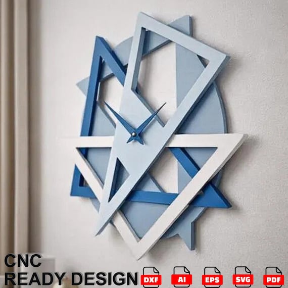 Geometric Wall Clock | Abstract Minimal Home Decor | CNC Cut Layered Design