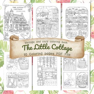 Cottagecore Coloring Pages: Whimsical Nature Scenes (Printable PDF, A4 Set of 10)
