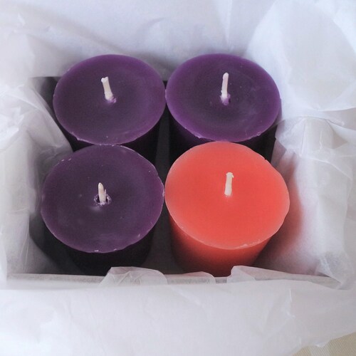 Handmade 100 Beeswax Advent Votive Candles Set of 4 Etsy
