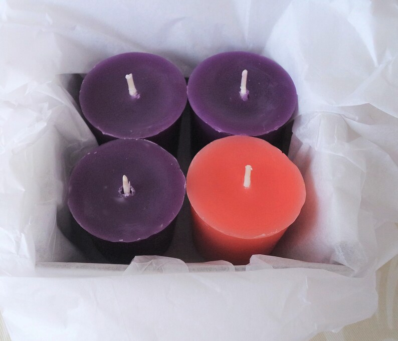 Handmade 100 Beeswax Advent Votive Candles Set of 4 Etsy