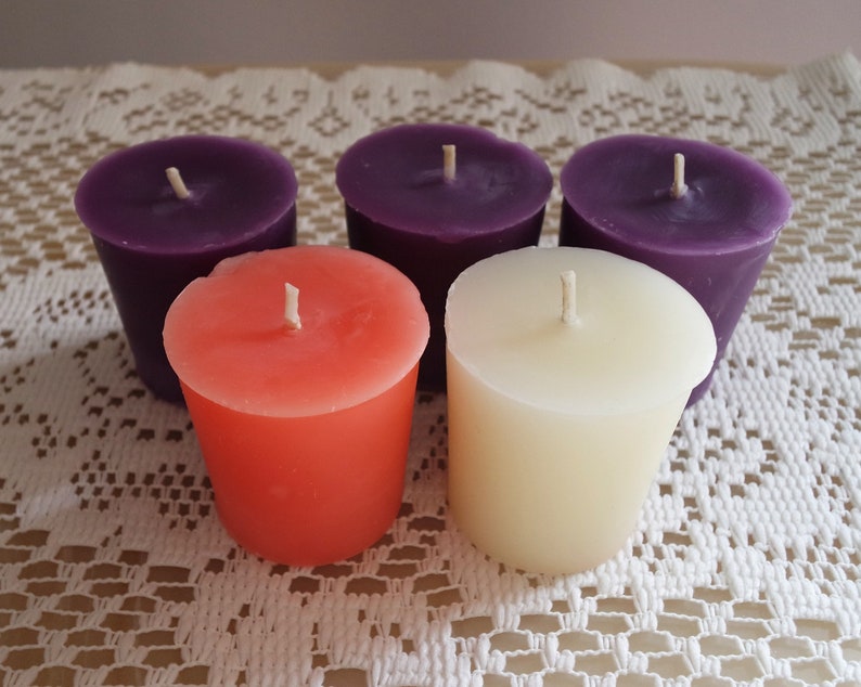 Handmade 100 Beeswax Advent Votive Candles Set of 5 Etsy