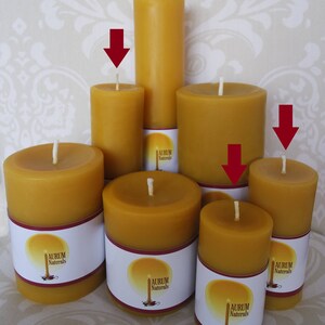 Handmade 100% Beeswax Candles set of 3 column pillars image 4