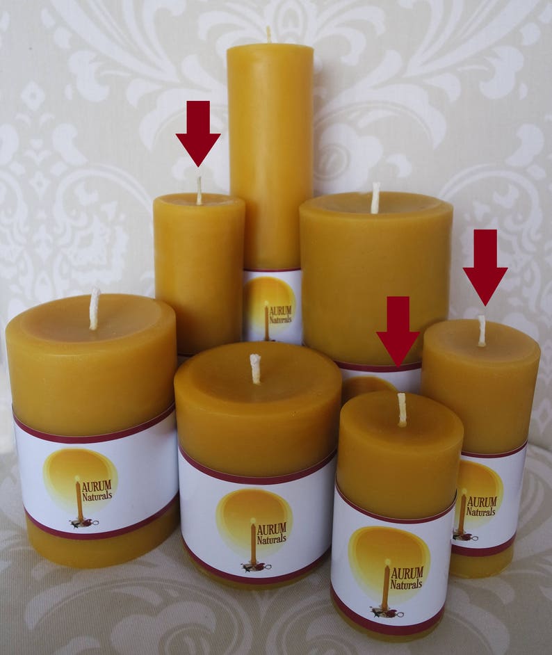 Handmade 100% Beeswax Candles set of 3 column pillars image 4