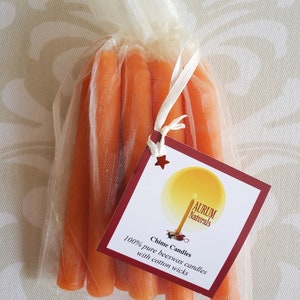 Handmade 100% Beeswax Halloween Chime Candles set of 8 orange / black image 3