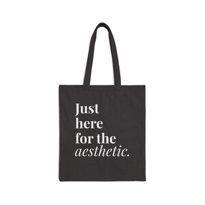 Zwarte draagtas, gewoon hier voor de esthetiek, minimalistische canvas draagtas, coole mode-shopper, trendy cadeau, zachte chaosstudio