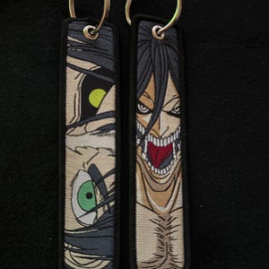 Attack on Titan Double-sided Embroidered keychain/key tag