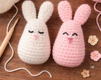 Handmade Crochet Bunny Plush, Amigurumi Bunny Toy, Cute Easter Bunny Decor, Small Crochet Bunny Gift