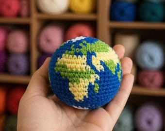 Handmade Crochet Earth Keychain, Amigurumi Globe Keyring, Mini Planet Earth Bag Charm, Earth Day Gift, Project Hail Mar As Seen In The Movie